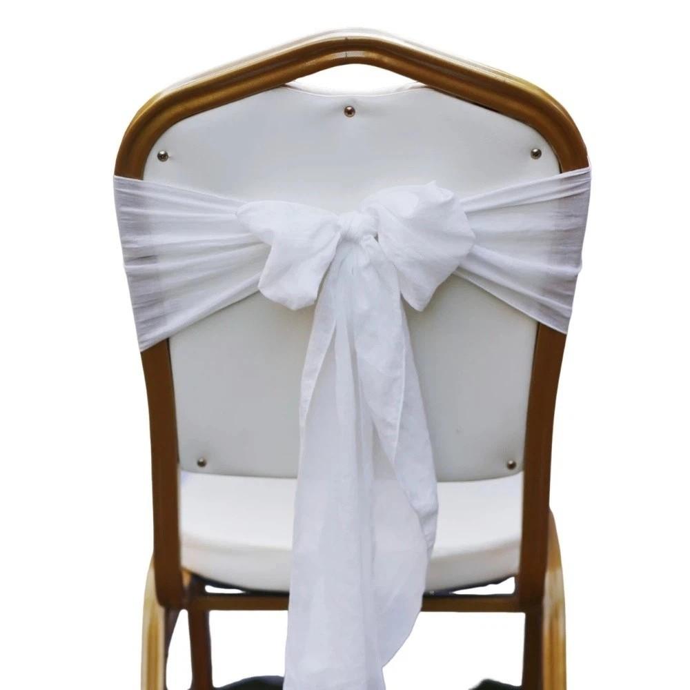 2Pcs Designed Decor Rustic Chair Sashes Cheesecloth Tulle Overlock Chair Ties Non-slip 11 Colors Chair Cover Wedding Decoration
