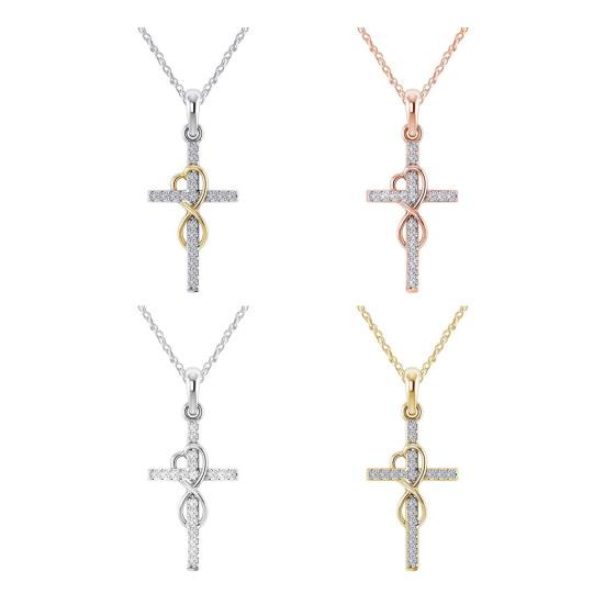 Женское ожерелье с подвеской-крестом с восьмеркой, регулируемая длина, полированный сплав, день рождения