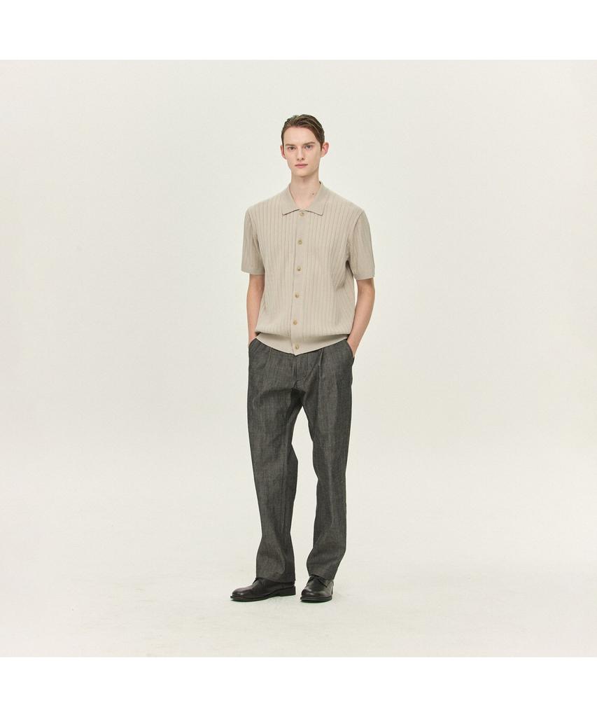 Kaembeulijimembeoseu [Movere X Roliat] Collaboration Collared Short Sleeve Full-Open Sweater Gray Mcwam26612Gyl