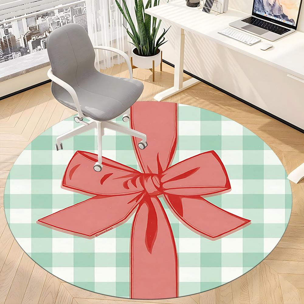 1pc Bow Ribbon Chair Carpet for Office Non Slip, Lightweight, Machine Washable Rug for Office Holiday Decor