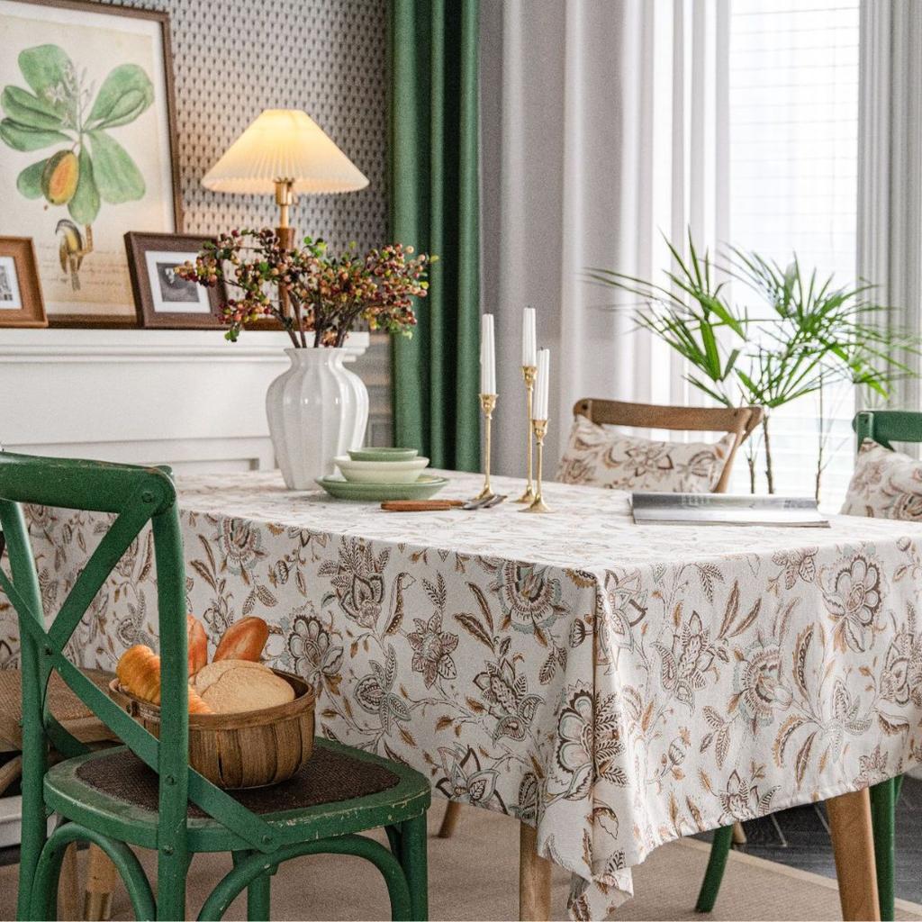 Tablecloth Cotton and Linen Printed Blue and White Porcelain Retro Tablecloth Restaurant Cloth Tablecloth