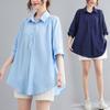 Женская летняя рубашка поло большого размера, свободный верх, льняная, классная, удобная, повседневная, для похудения, с коротким рукавом