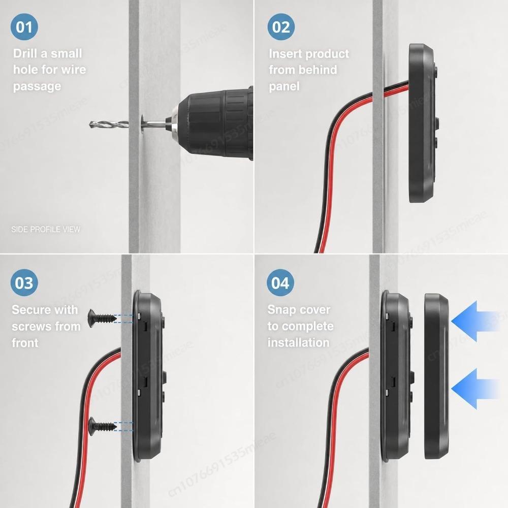 3-Port 12V RV USB Outlet 72W Type-C PD3.0  Dual QC3.0 Panel Wall Surface Mount Charger Socket Adapter for RV Boat Bus ATV Truck