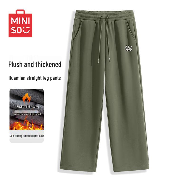 MINISO Men's Winter Fleece-Lined Straight-Leg Casual Pants