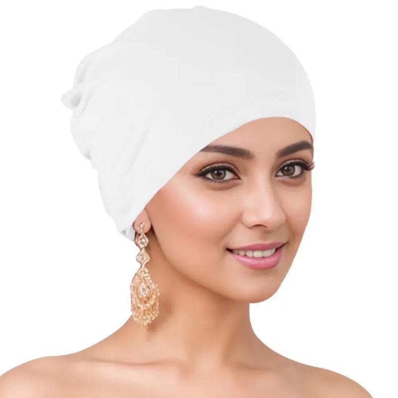 Muslim Turban Cap for Women Monochromatic Pullover Cap Hijab Hat Female Turban Fashion Accessories New