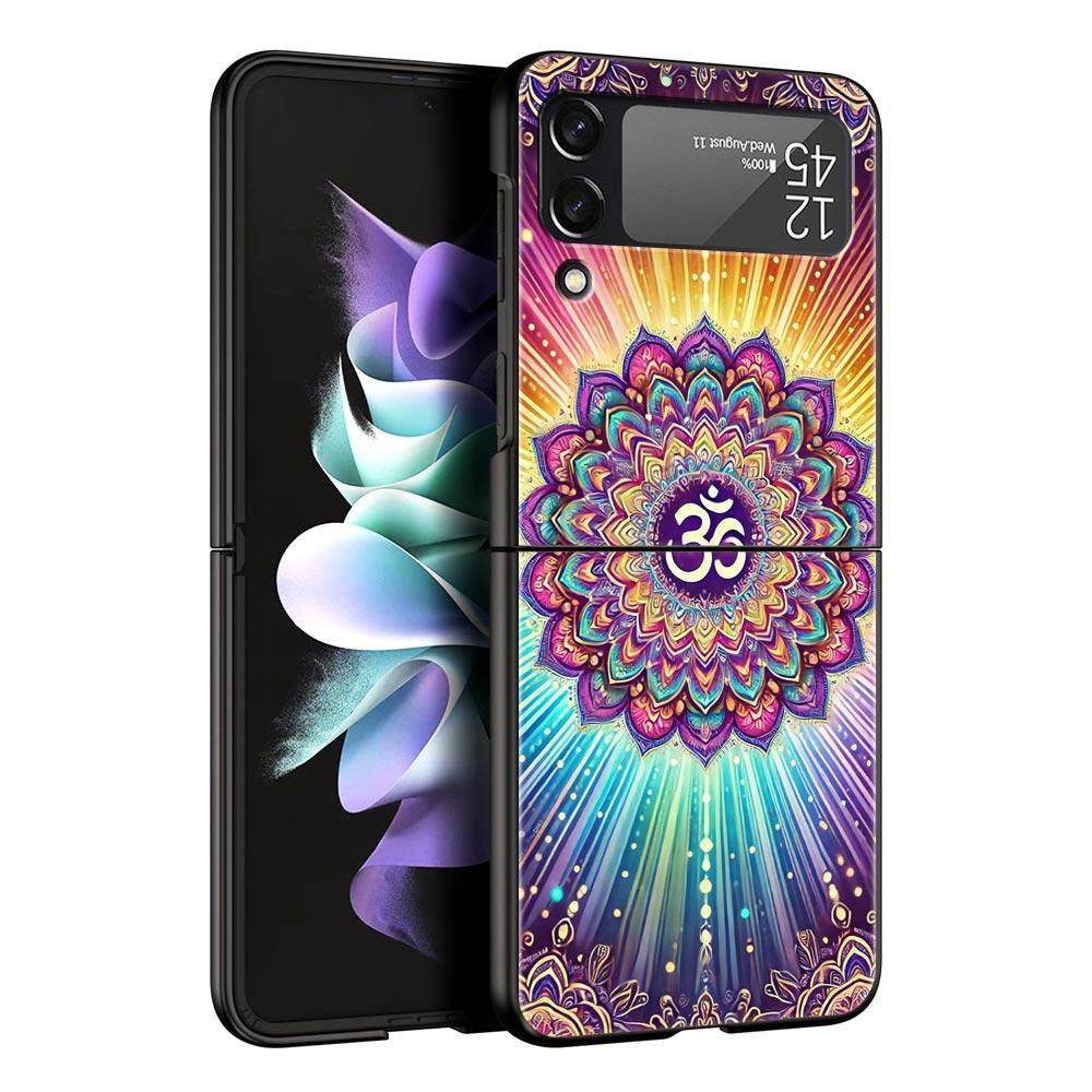Чехол для телефона Samsung Galaxy Z Flip 7 6 5 4 с индийским узором мандала, жесткий ПК, черная крышка для Galaxy Z Flip3, складные Fundas, чехол