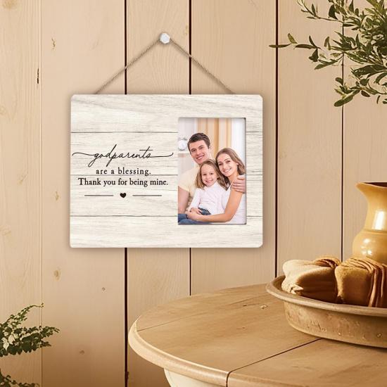 Godparents Gifts Picture Frame, Thank You Gifts for Godparents, Baptism Christening Gift for Godfather Godmother, Thank You for Being Mine 4x6 Photo