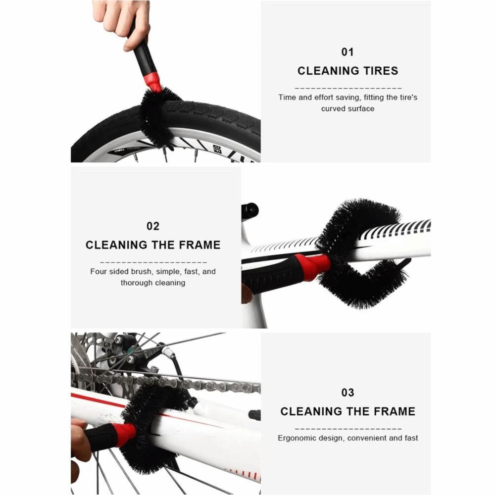 3Pcs Portable Bike Chain Brush Multi-functional Bicycle Cleaning Kit Chain Scrubber Mountain Bike