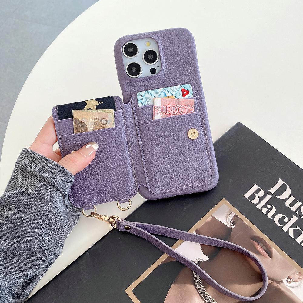 Чехол для iPhone 16 Pro с отделениями для карт, подставкой, задней крышкой из ПУ кожи с кольцом-держателем, ремешком на запястье