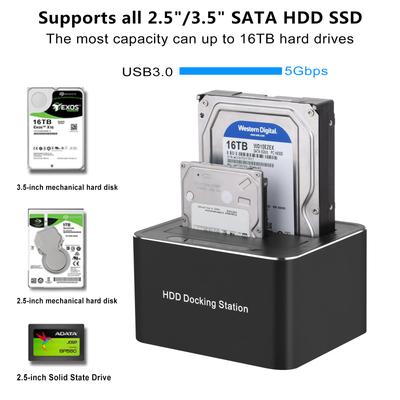 Портативный многофункциональный держатель для жесткого диска USB3.0 Dual SATA для 2.5 3.5 дюймового диска PC/MAC/PS5/NAS Резервное копирование и клонирование