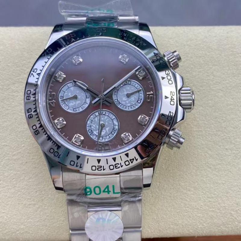 Мужские автоматические механические часы Rolex Daytona 40 мм, многофункциональные, с инкрустацией бриллиантами.