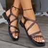 Европейский и американский модный римский крест большого размера с плоскими сандалиями женские сандалии для пляжа на резинке оптом