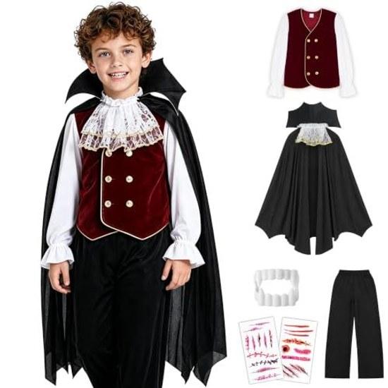 GOKEI Vampire Costume Halloween Cosplay Dracula Outfit Dress-up Kids Boys Count Noble Event Party Cute Cultural Festival Performance Wear