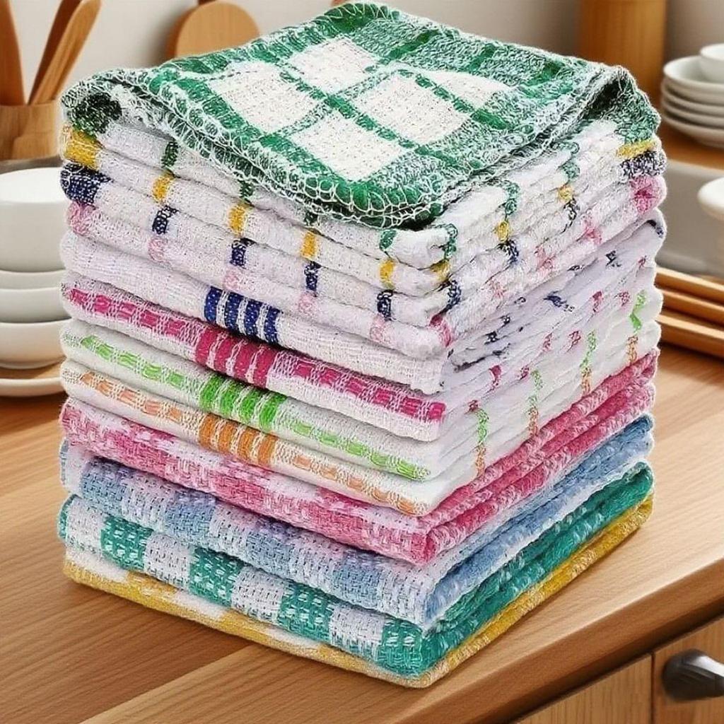 Kitchen Cleaning Cloths, Highly Absorbent, Easy To Wash, 5/10/12 Sheets Per Pack, Suitable for Household Dishwashing and Table cleaning.Random Color
