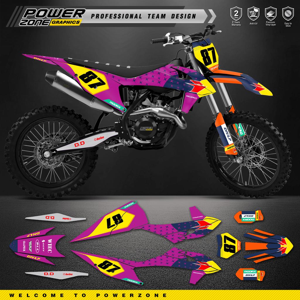 PowerZone Custom Для KTM SX SXF MX 2019-2022 EXC XCW Enduro 20-23 125-500 куб. см Комплект Графических Задников Наклеек Стикеры 104