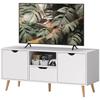 TV Cabinet TV Stand Low Sideboard Storage Furniture On Legs With 2 Wooden Cupboards For Bedroom Living Room