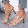Transparent Women's Shoes with Thick Heels, Cool Slippers, 2025 Summer New Fashion Korean Version High Heels Slippers