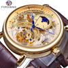 Men's Fashion Casual Hollow Moon Phase Carved Hollow Automatic Mechanical Watch