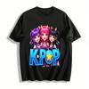 Милый маленький дьяволенок K-pop женская группа Принт Футболка Сладкий Крутой Стиль Свободный Повседневный Топ Для Подростков Чистый хлопок Футболка