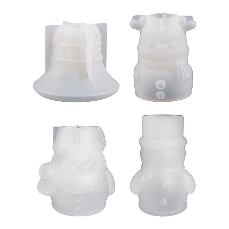 Рождественский подсвечник из смолы, цветочный горшок, силиконовая форма, сделай сам, снеговик, эпоксидная смола, Лось, колокольчик, Санта-Клаус