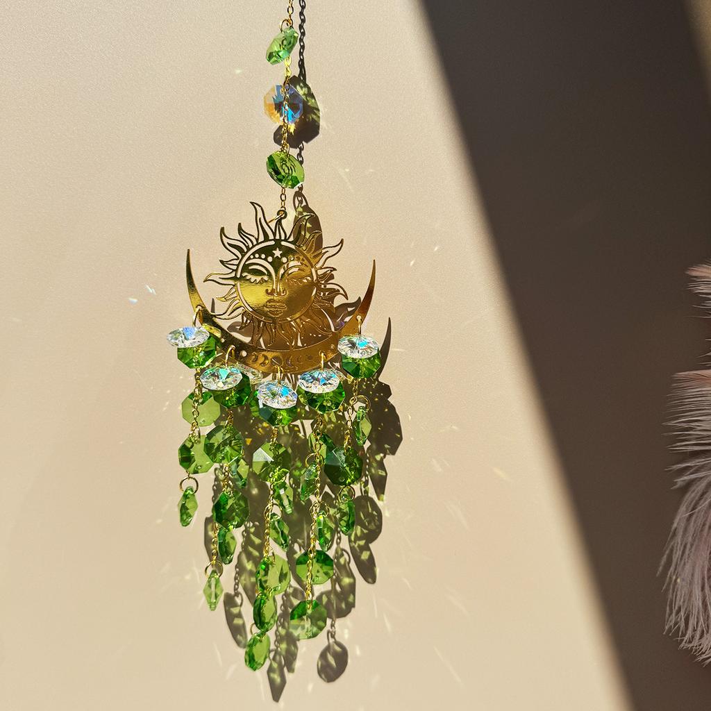 1 шт. Ловец света с кристаллами для лица и луны, Кристальная призма-шар, Подвесное украшение для дома и улицы, Украшение для двора