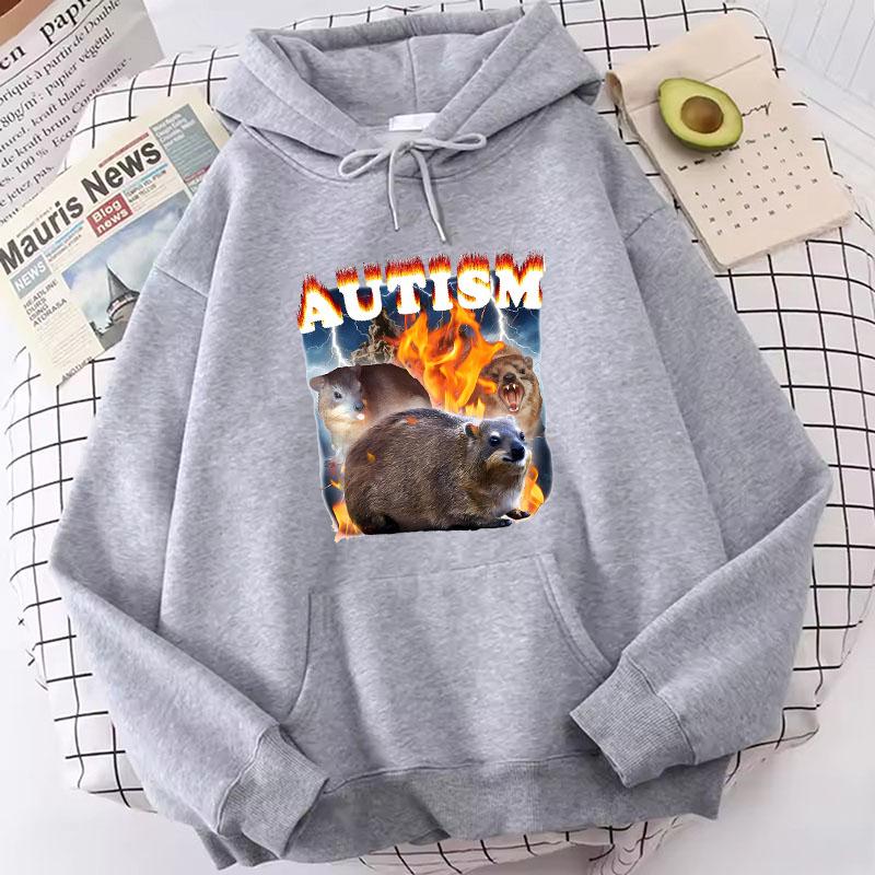Autism Animal Harajuku Women Print Hoody Spring Fall Winter Daily Sweatshirt Women Graphic Print Loose High Qaulity Fabric Hoody