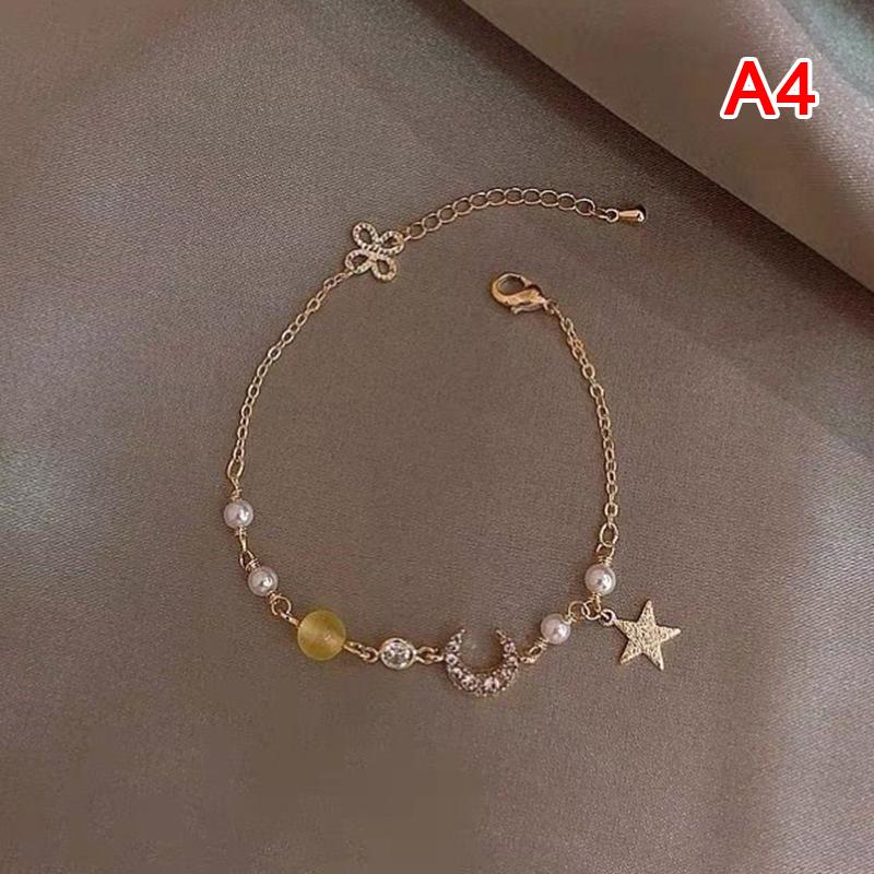 Exquisite Bracelets For Women Star Moon Zircon Pearl Bracelet Simple