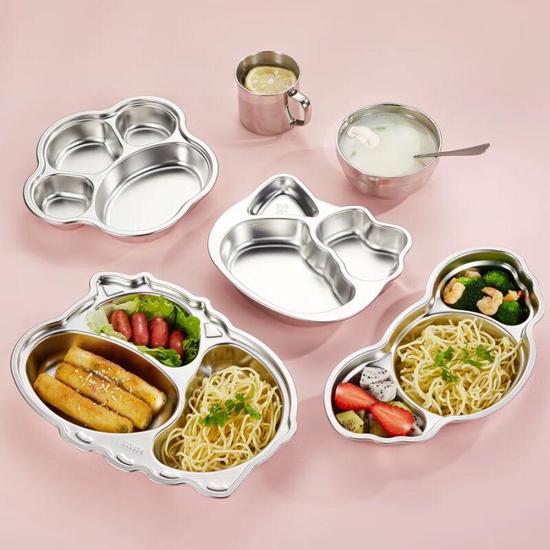 Kids' 304 Stainless Steel Divided Dinner Plate Set