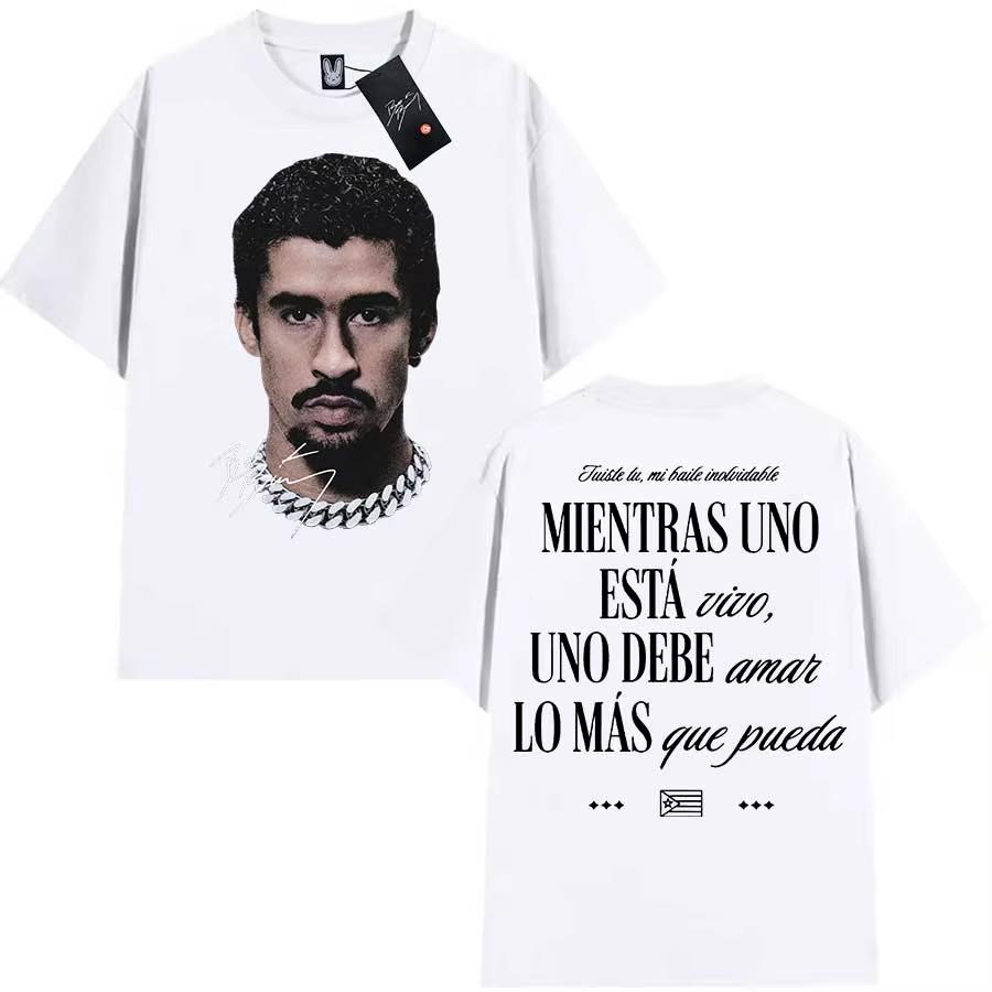 2026 Bad Bunny T-shirt for Men Women Debi Tirar Mas Fotos DTMF Cotton T Shirts To Hiphop Short Sleeve Tops KHAKI Casual Tee Loose T-shirt Streetwear