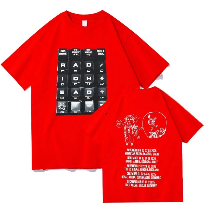 Футболка Radiohead 2026 Black Tour Модные футболки рок-группы Мужские Женские Хлопковые Свободные Топы Уличная одежда Летняя Одежда с коротким рукавом