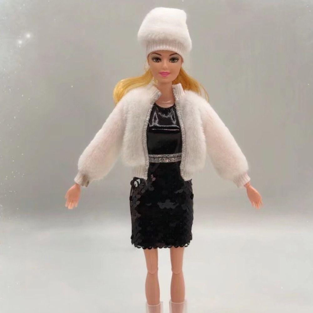 1 Set Fashion Casual 1/6 Clothes Hats Handmade DIY Girl Gift Sweaters Pants Winter Wear Fur Jacket for 29~32 cm