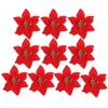 Artificial Glitter Christmas Flowers DIY Red Gold Fake Flower Florals Garland Xmas Tree Ornament Home New Year Party Decoration