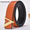 Men's Korean Style Genuine Leather Belt with Smooth V Buckle
