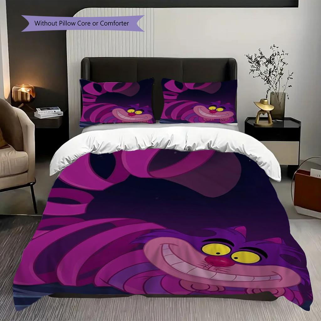 Cheshire Cat Night Bedding 1 Duvet Cover 2 Pillowcase Without Core Soft And Comfortable Bedding Set Christmas Birthday Gift
