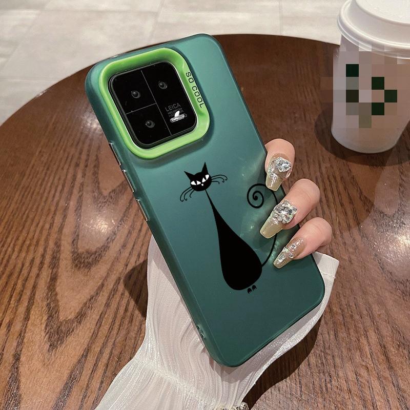 Парный черный чехол для кота для iPhone 16 Samsung A55 A35 M35 S24 Xiaomi Redmi Note 13 Pro 14C Huawei Honor 200 противоударный чехол-бампер для телефона с защитой от царапин