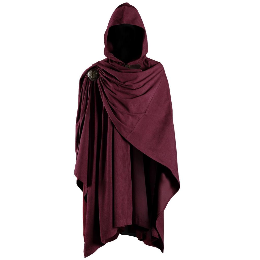 Unisex Medieval Vintage Halloween Cloak Corduroy Cosplay Performance Cloak Stage Costume