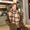 Scarf Women's New Winter Thickened Warm Imitation Cashmere Plaid Shawl Versatile Fringed Scarf