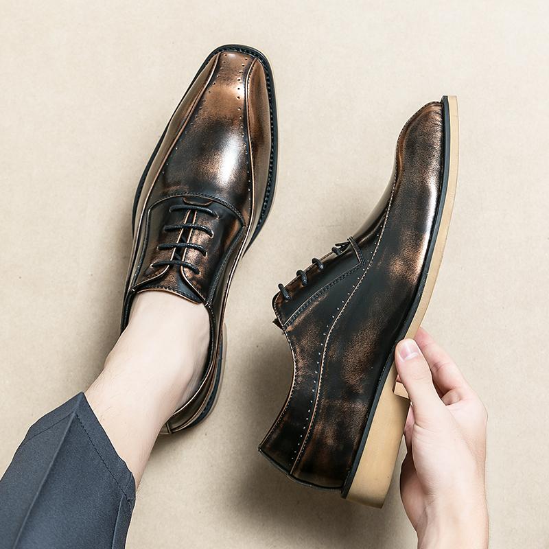 Fashion New Men British Retro Gentleman Black Brown Patchwork Oxford Formal Shoes Male Wedding Prom Homecoming Sapato Social Masculino