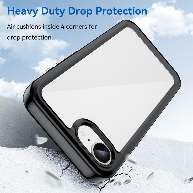For iPhone 16e Phone Case WANLONFENG XC Series TPU Acrylic Cover with Tempered Glass (Big Lens Hole)