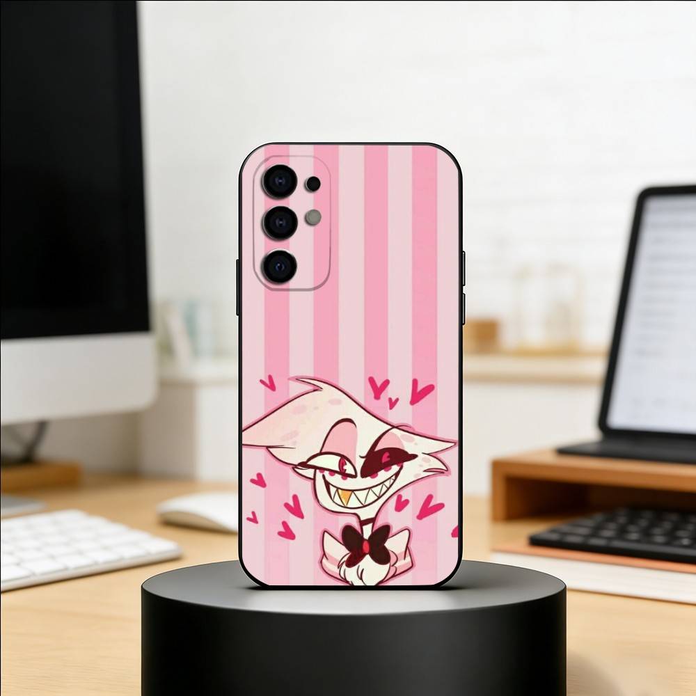 H-Hazbin H-Hotel Ангел Пыль Чехол для Телефона Для Samsung S25,S24,S21,S22,S23,S30,Ultra,S20,Plus,Fe,Lite,Note,10,Черный Чехол
