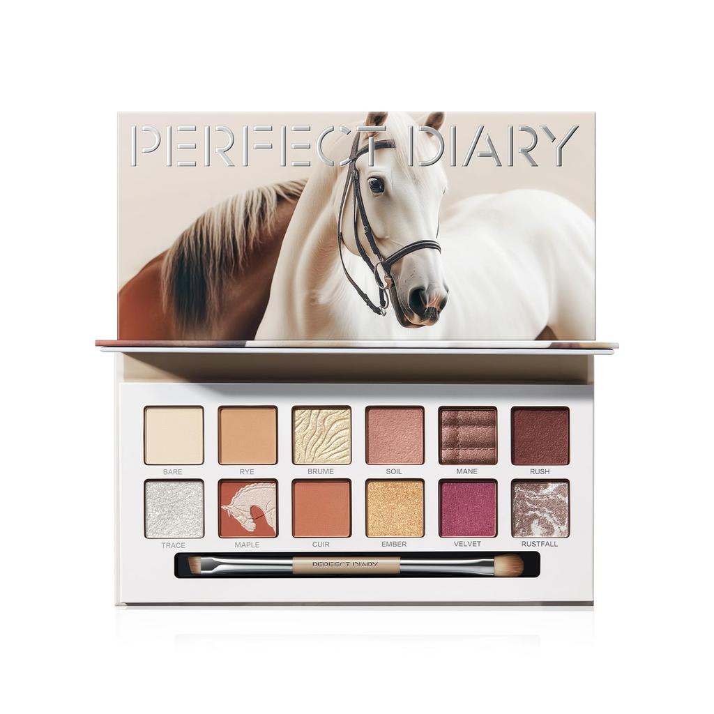 PERFECT DIARY Animal Eyeshadow Popular Eye Highly Pigmented Highly Adhering Makeup Palette x 12 Palette, Makeup, Gift, & (1.2g Shades) (Chestnut