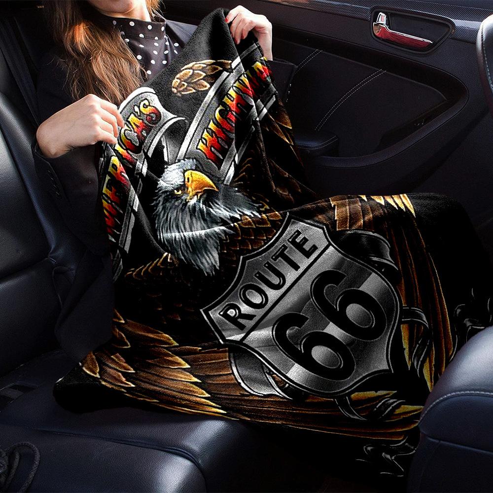 1pc Route 66 Highway Soft Flannel All Season Throw for Home, Office, Outdoor UseDurable Comfort Soft Warm Throw for Home
