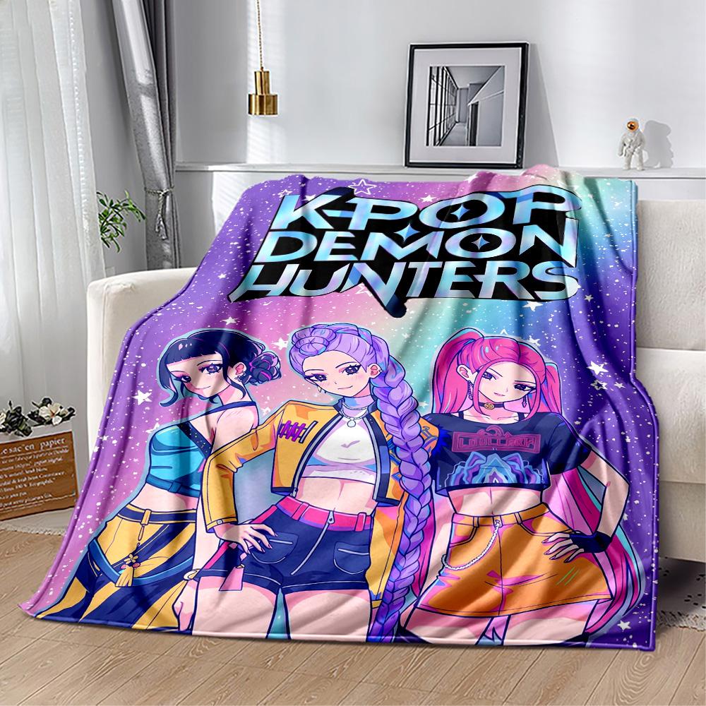 K-pop Demon Hunters Blanket Soft Warm Cozy Great for Bed Chair Livingroom Four Seasons Universal Stylish Decor Best Holiday Gift for Friends Family