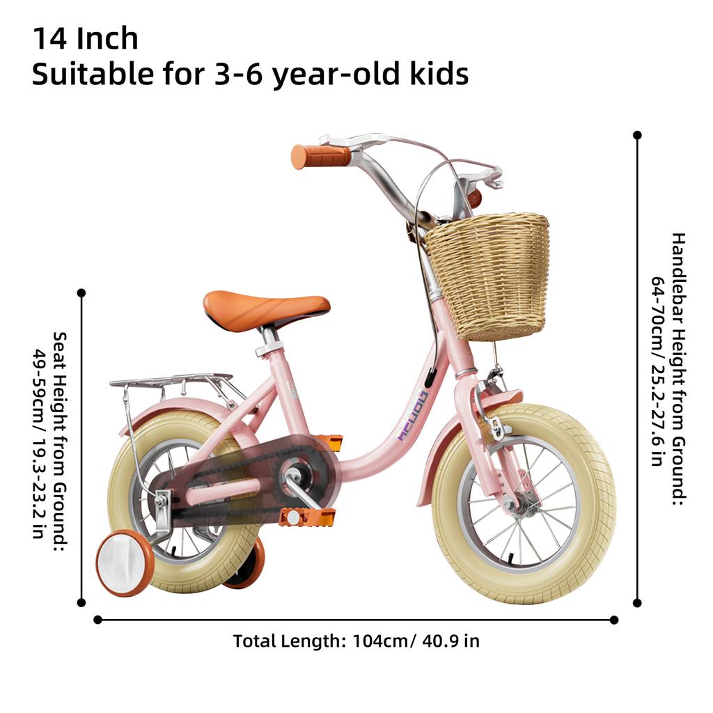 Дети Детские велосипеды для начинающих Обучение с тренировочными колесами Передний Задний тормоз Съемная корзина Детские велосипеды для малышей