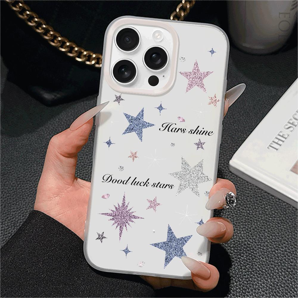 Силиконовый чехол со звездами для iPhone 16/15/14/13/12/11 Pro Max/Mini - Ультратонкий, тонкий, защищающий от царапин и падений, Модный подарок