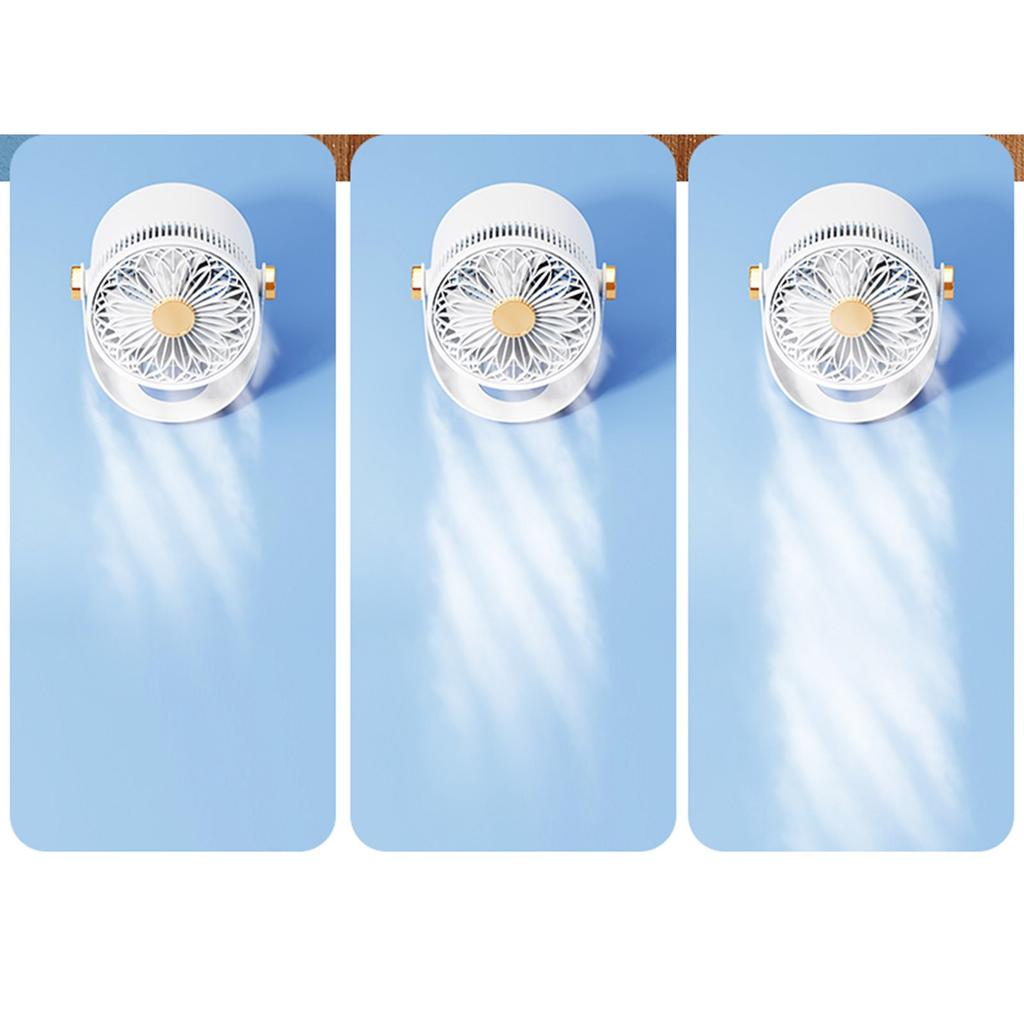Портативный мини-вентилятор, 3 скорости, с ночным освещением, вращение на 360°, зарядка через USB, тихий вентилятор - тихий портативный настольный вентилятор для дома, спальни