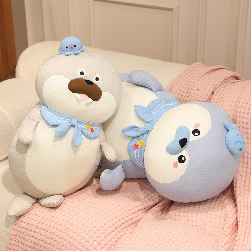 65cm Ice Silk Seal Sea Lion Plush Toy Pillow Soft Cool Silky Stuffed Marine Animal Cushion Summer Cooling Hugging Pillow