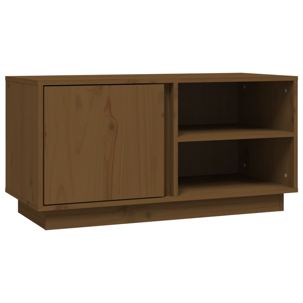 TV Stand in Honey Brown 80 x 35 x 40.5 cm Solid Pine Wood