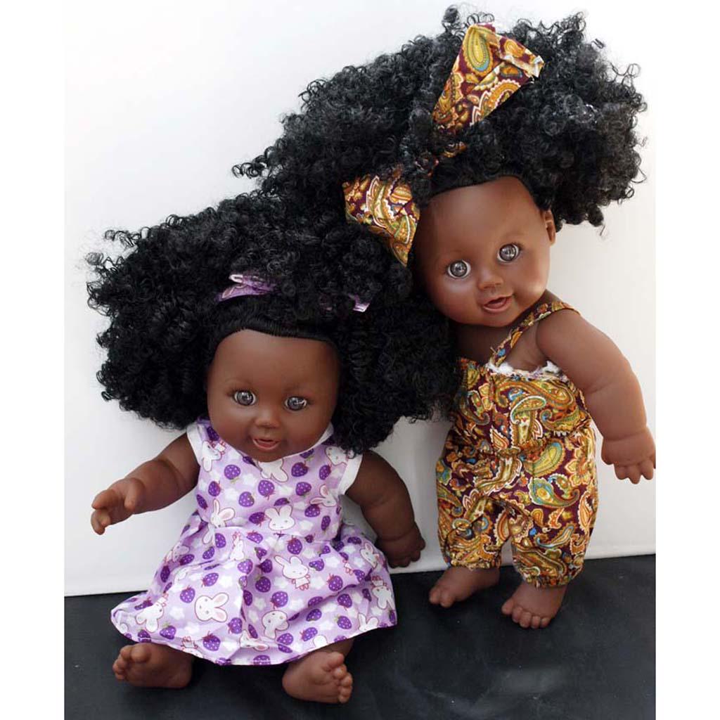 30cm Real Life Baby Girl Doll Vinyl African Newborn