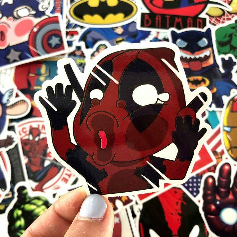100 шт. Разноцветные наклейки супергероев для багажа, ноутбука, скейтборда, велосипеда, автомобиля
